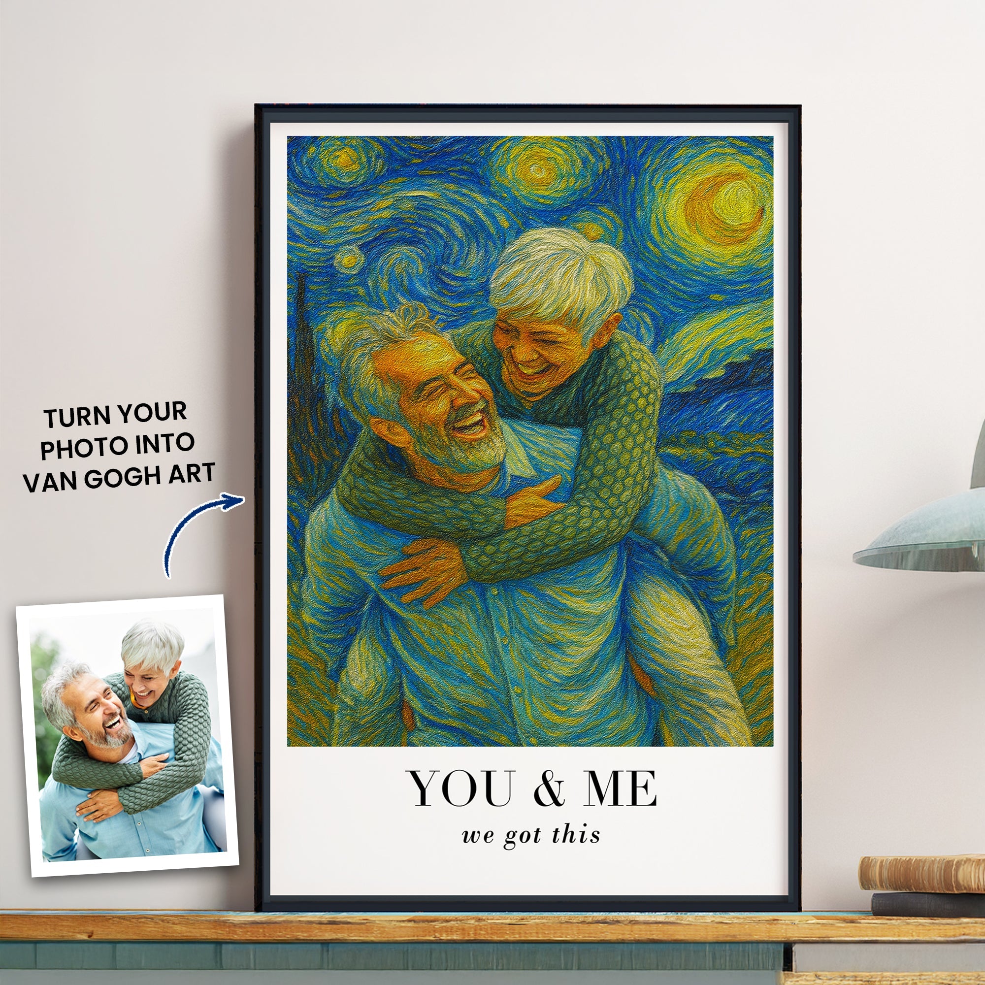 Van Gogh Wall Art “You & Me We Got This” – Personalized Photo Poster, Anniversary Gift for Couples