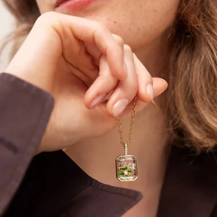 Customizable Locket Necklace - Personalized Crystal Locket with Charms, Gift for Mom