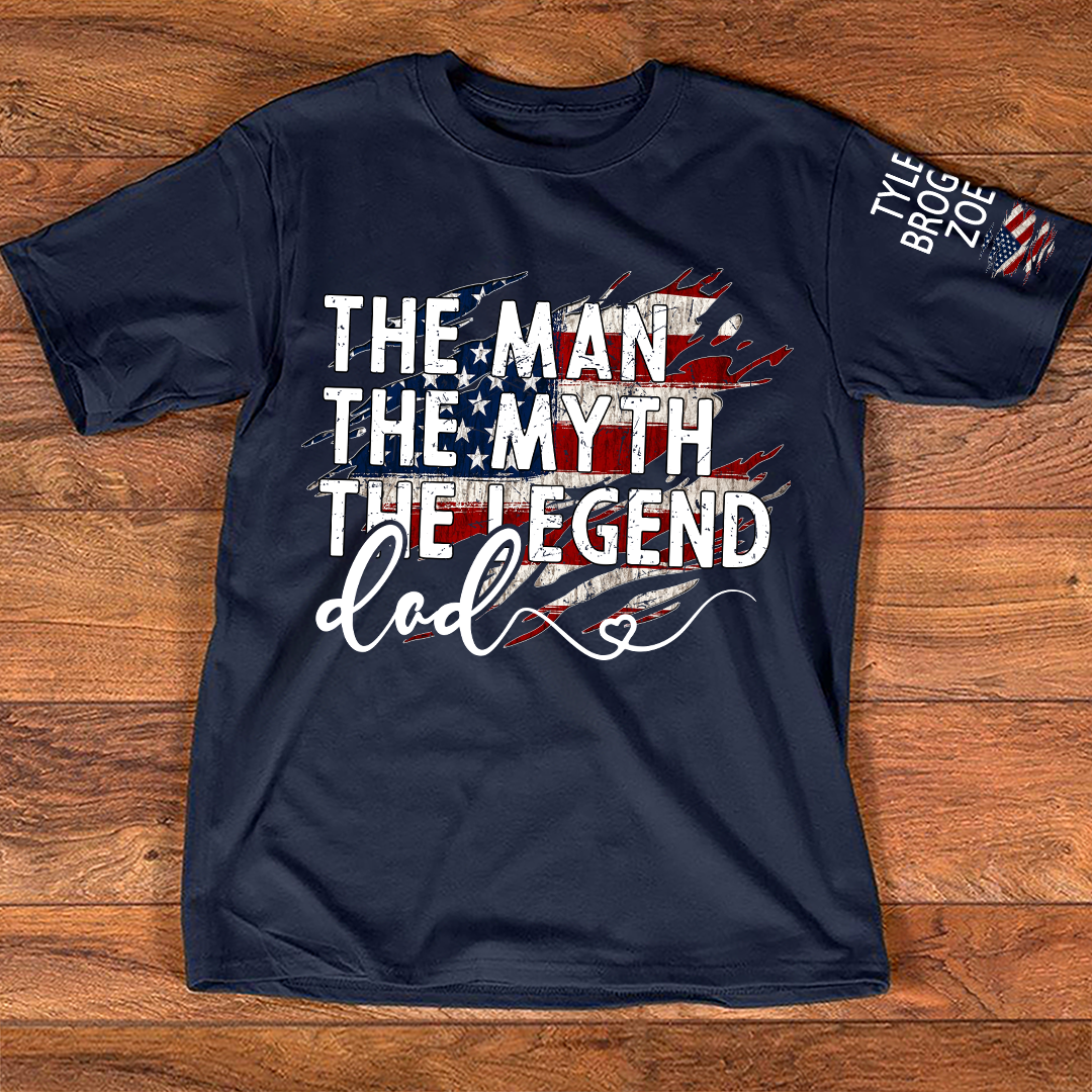 Legend Husband Dad Grandpa Custom T-Shirt – Personalized American Flag Tee with Name, Gift for Dad