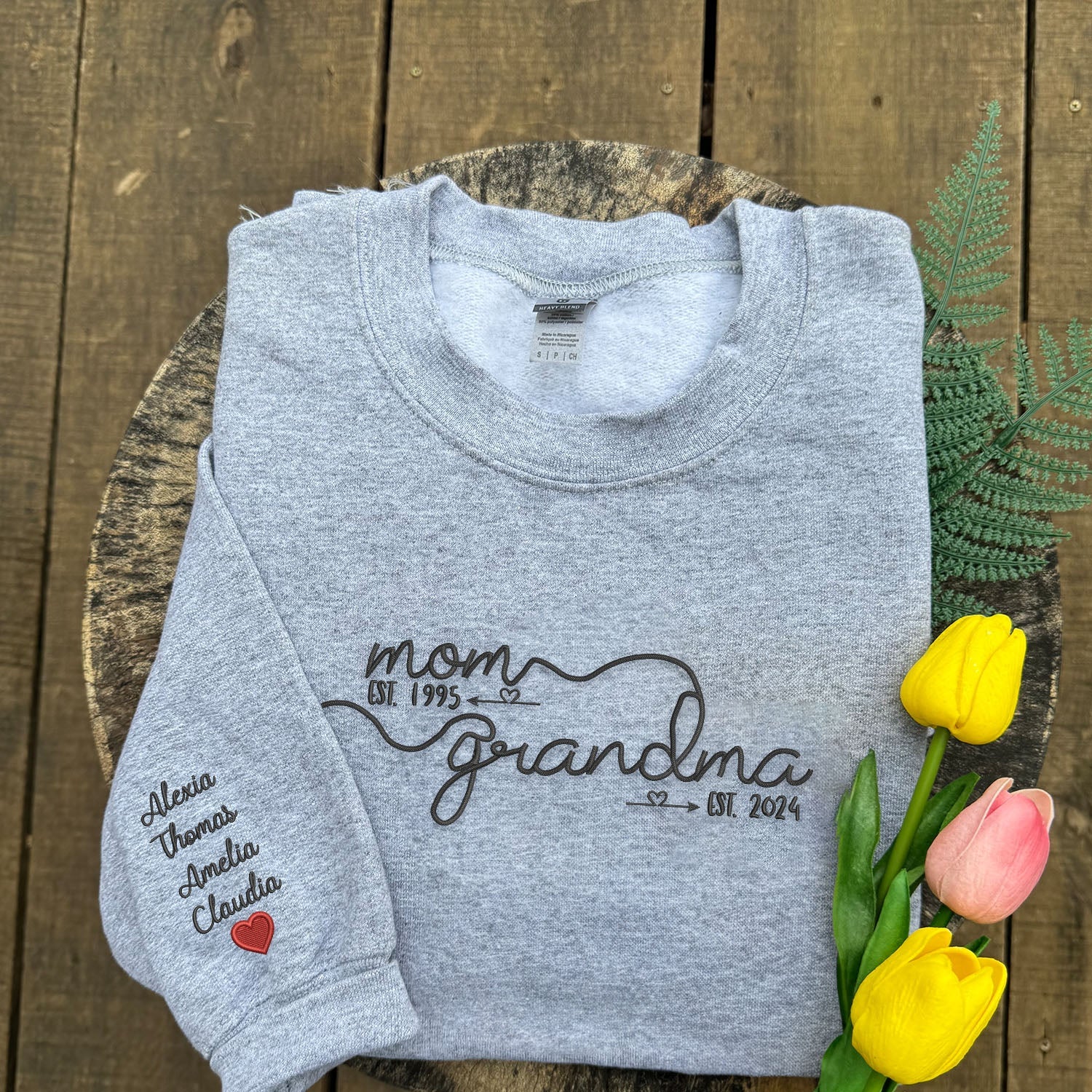 Custom First Mom Then Grandma Sweatshirt or Hoodie with Embroidered Kids Names
