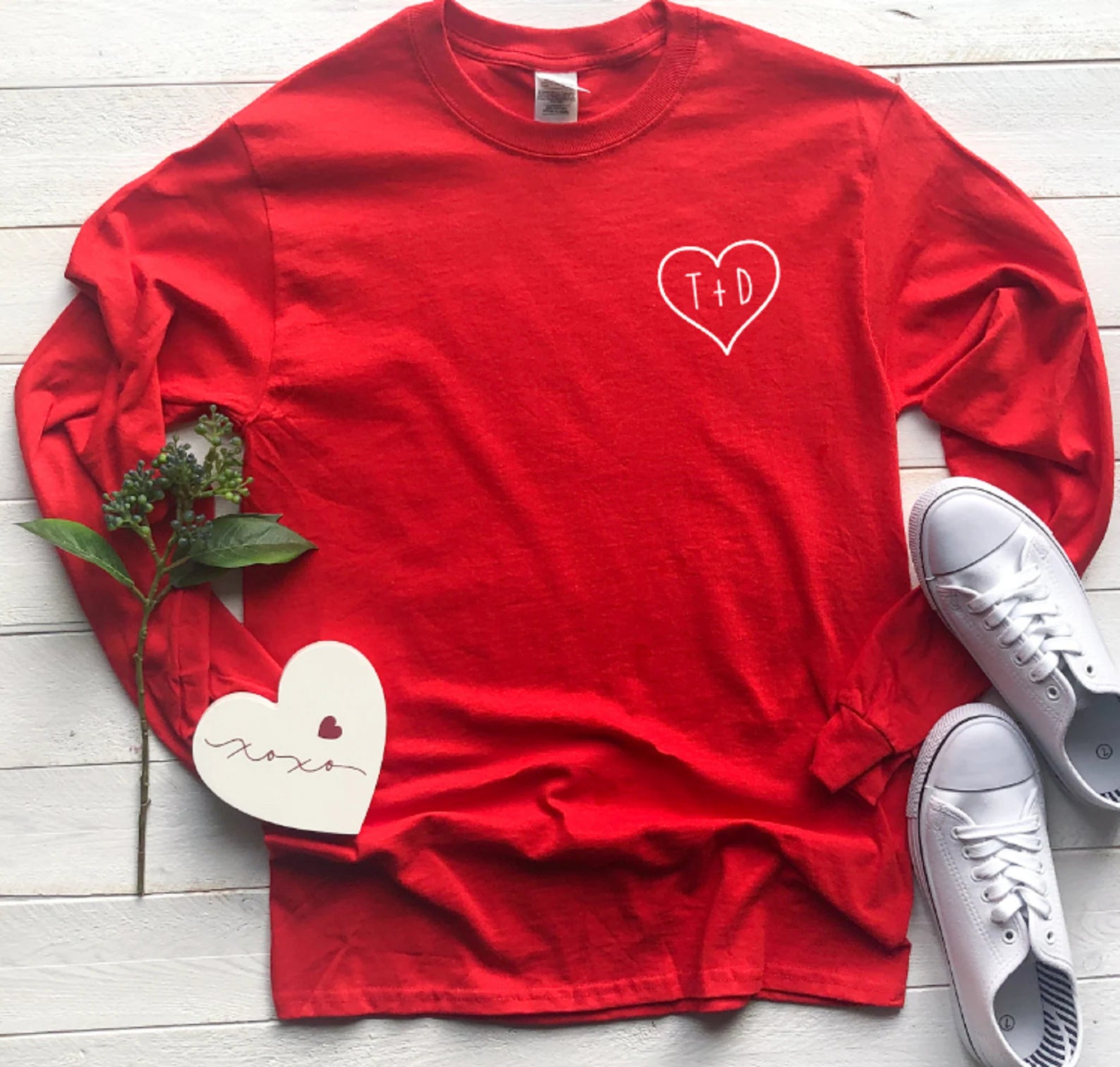 Custom Couple Initial Heart Sweatshirt- Personalized Gift for Valentine's Day, Anniversary