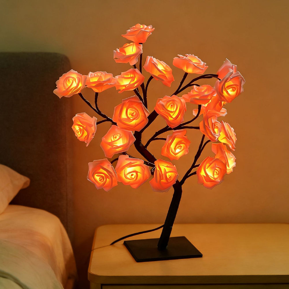 Forever Rose Tree Lamp – Eternal Gift for Mom, Girlfriend, Wife – Handmade Warm Glow Night Light