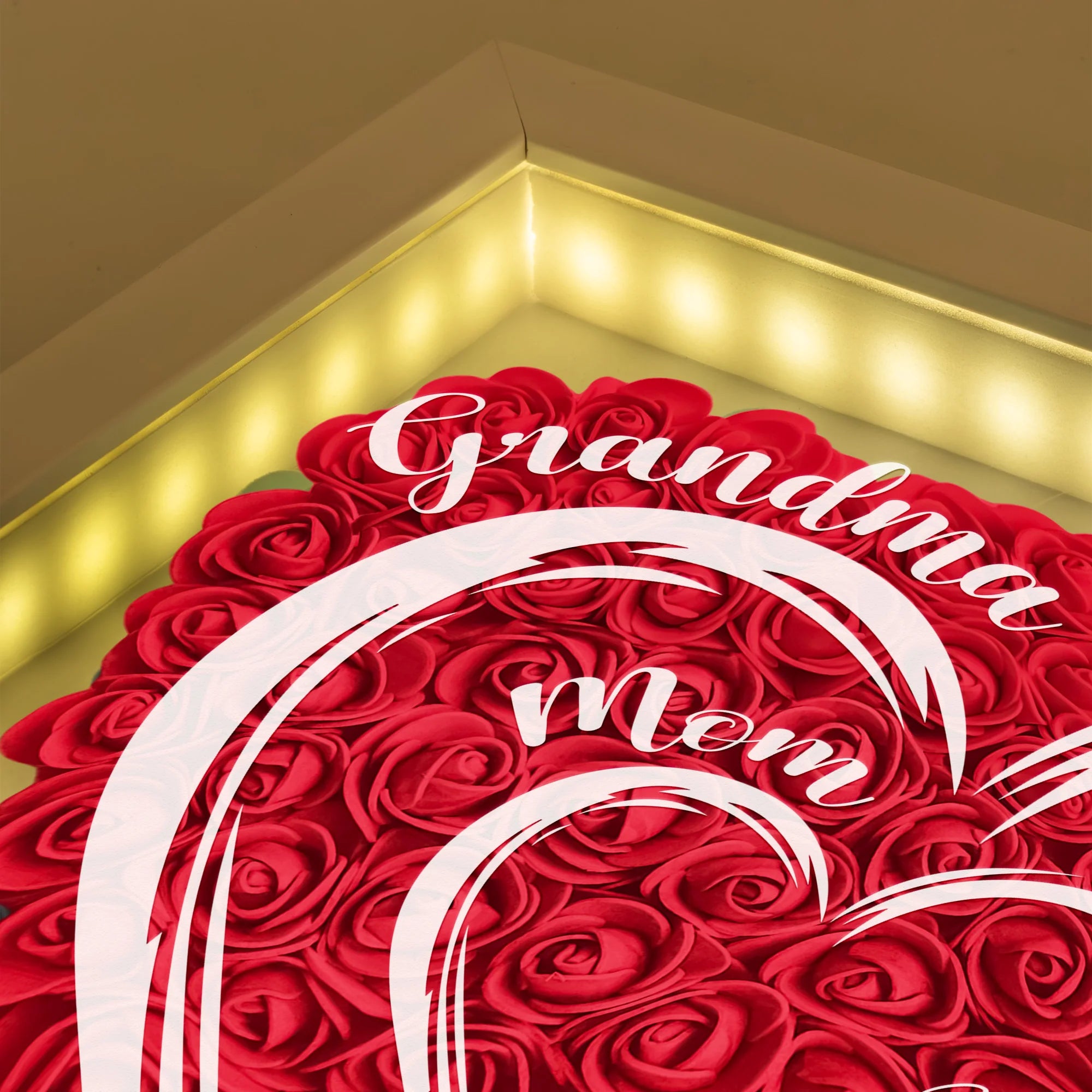 First Mom Now Grandma - Personalized LED Light-Up Flower Shadow Box, Gift for Grandma