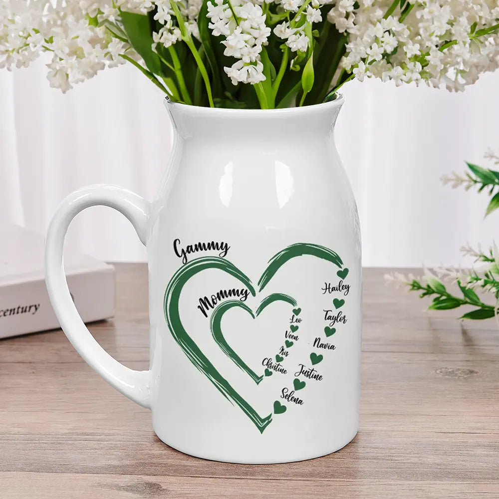 Personalized Mom Grandma Sweethearts Ceramic Vase – Custom Family Names, Mother‘s Day Gift for Mom & Grandma