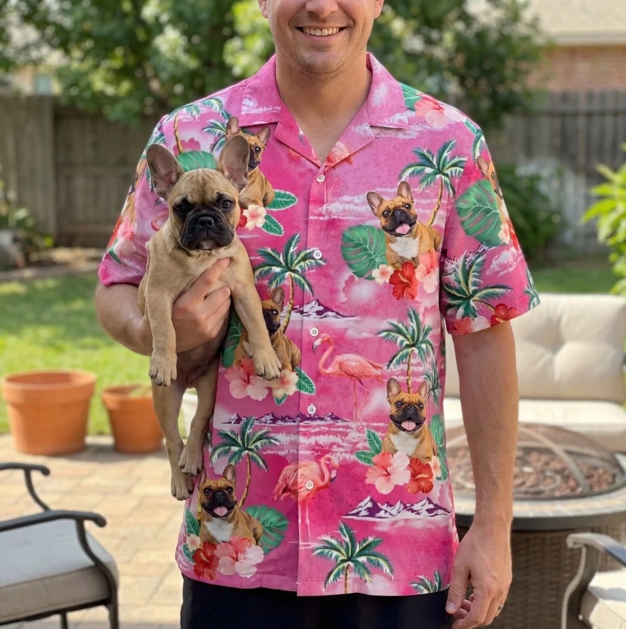 Custom Pet Photo Hawaiian Shirt – Personalized Dog & Cat Tropical Aloha Shirt, Summer Vacation Gift for Pet Owners