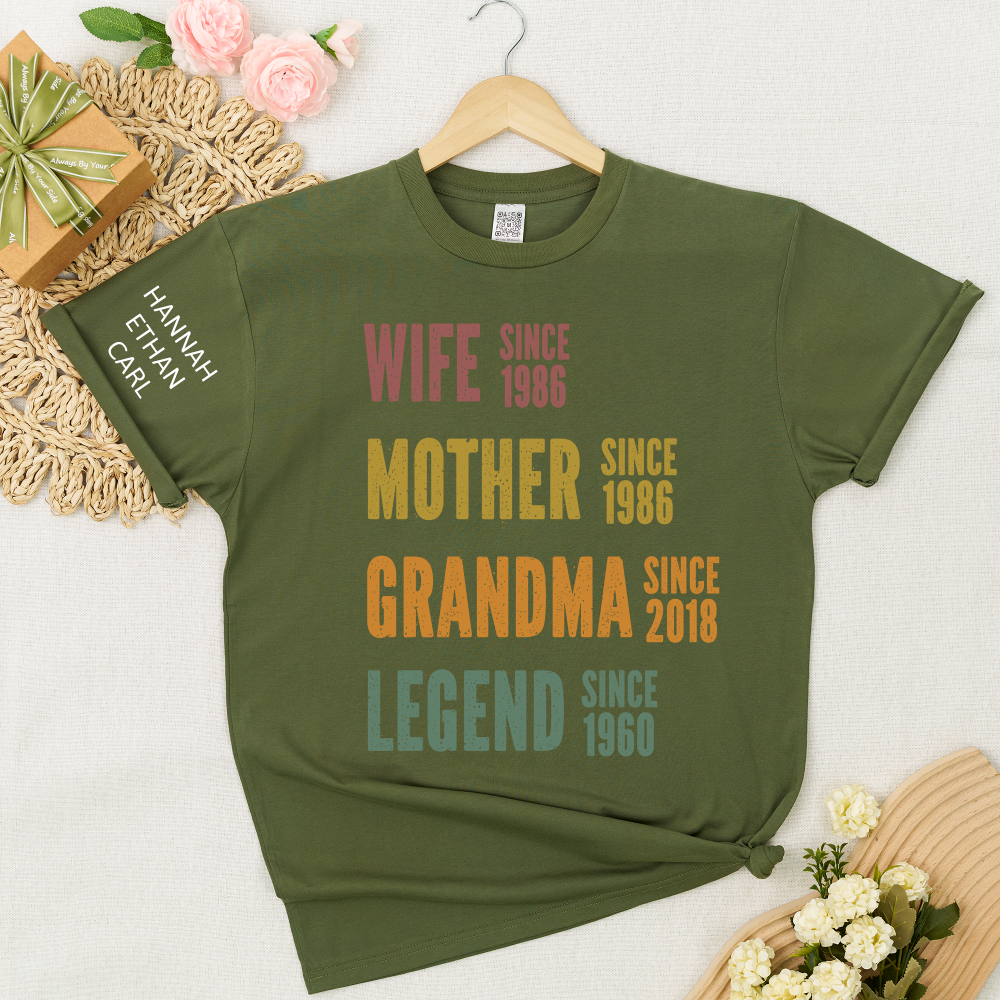 Personalized Wife Mother Grandma Legend T-Shirt – Custom Family Since Year Design, Navy Graphic Tee for Mom and Grandma