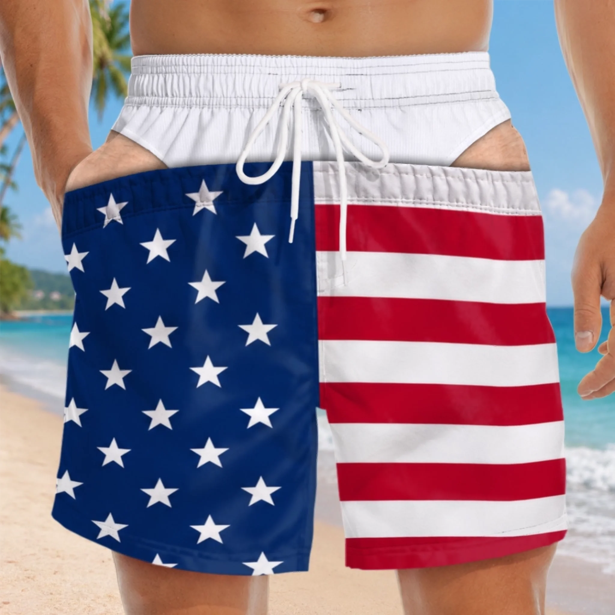 Custom Funny Men’s Prank Swim Trunks, Personalized Fake Butt Swim Shorts, Hilarious Summer Vacation Gift for Dad, Husband, Son, Brother, Grandpa