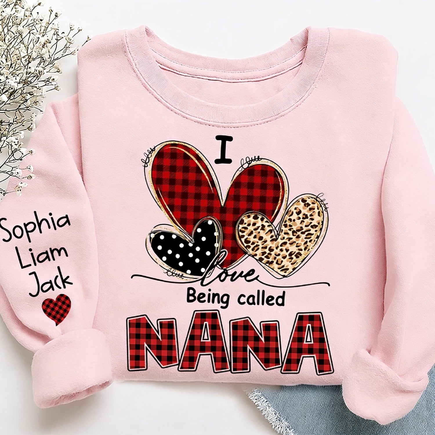 Personalized "I Love Being Called Nana" Sweatshirt - Custom Grandkids Names Sleeve, Gift for Nana