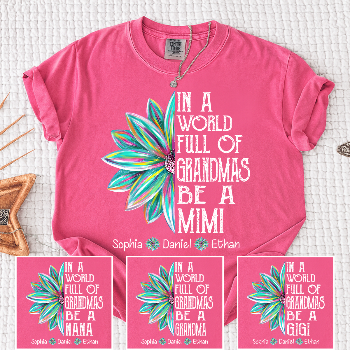 In A World Full Of Grandmas Be A Mimi Shirt, Personalized Mimi T Shirt with Grandkids Names, Custom Grandma Gift Tee