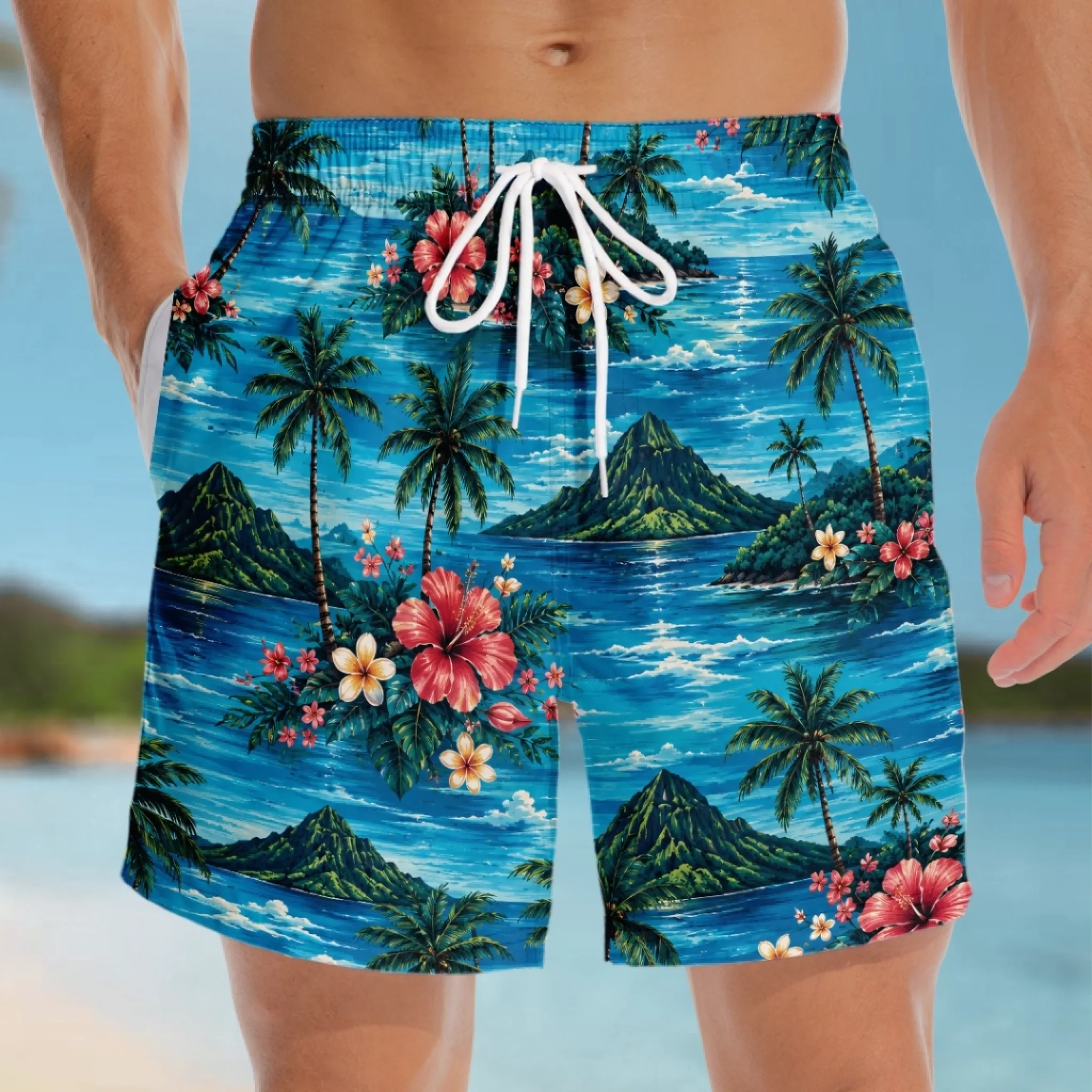 Custom Funny Men’s Swim Trunks with Rear View Illusion – Birthday & Beach Vacation Gift for Him
