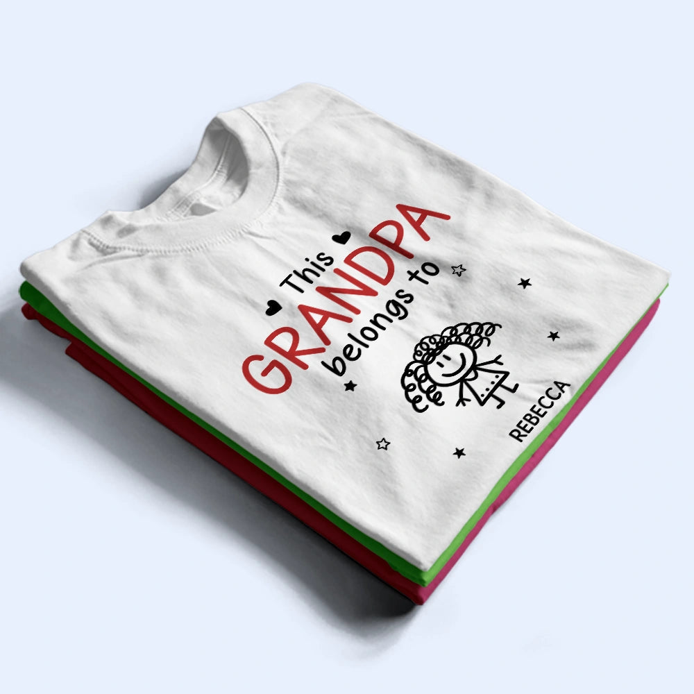 Personalized Grandpa Sweatshirt – "This Grandpa Belongs To" with Kid Stick Figures, Custom Family Names, Father‘s Day Gift for Grandpa