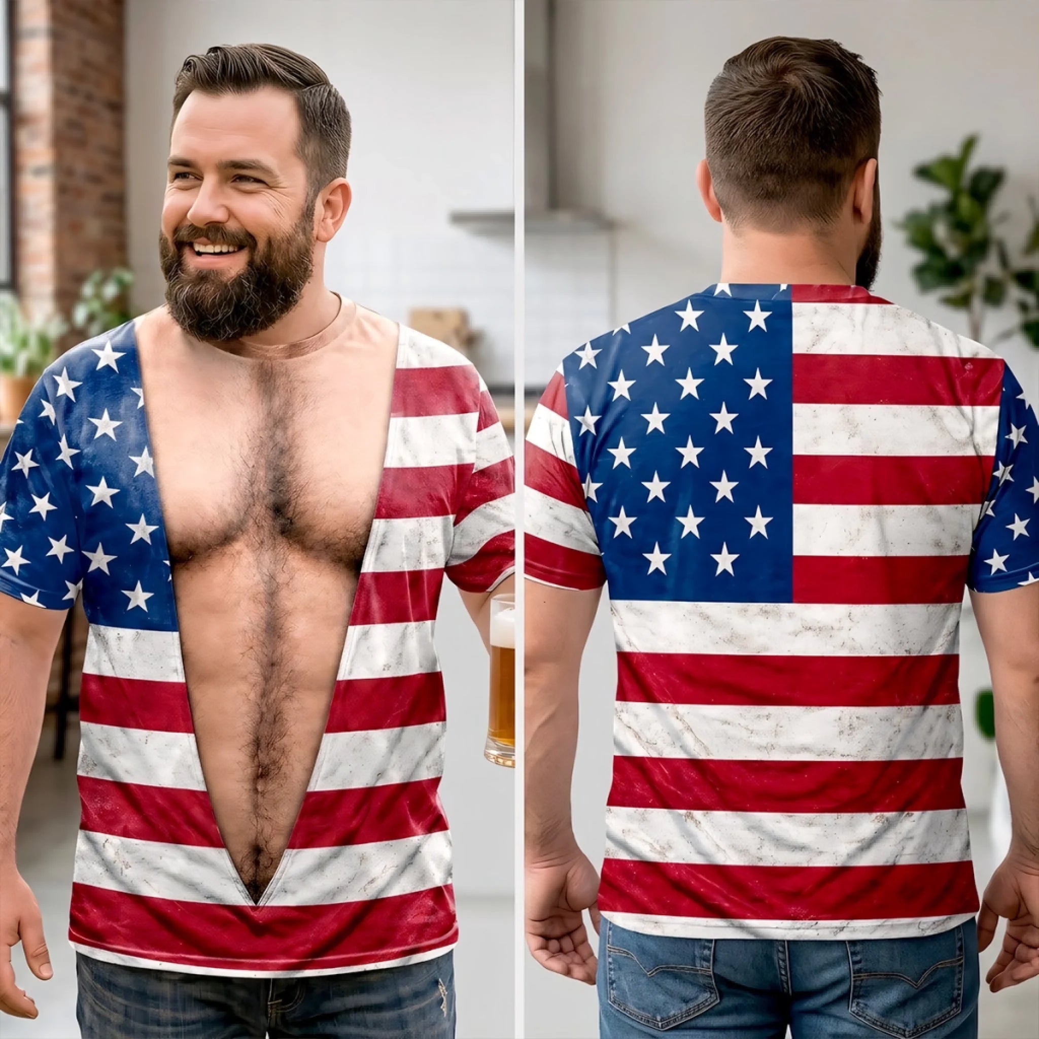 Custom Funny Patriotic T-Shirt – Personalized Birthday Gift for Men, Freedom Looks Good On Me 4th of July Tee with Skin Color Choice