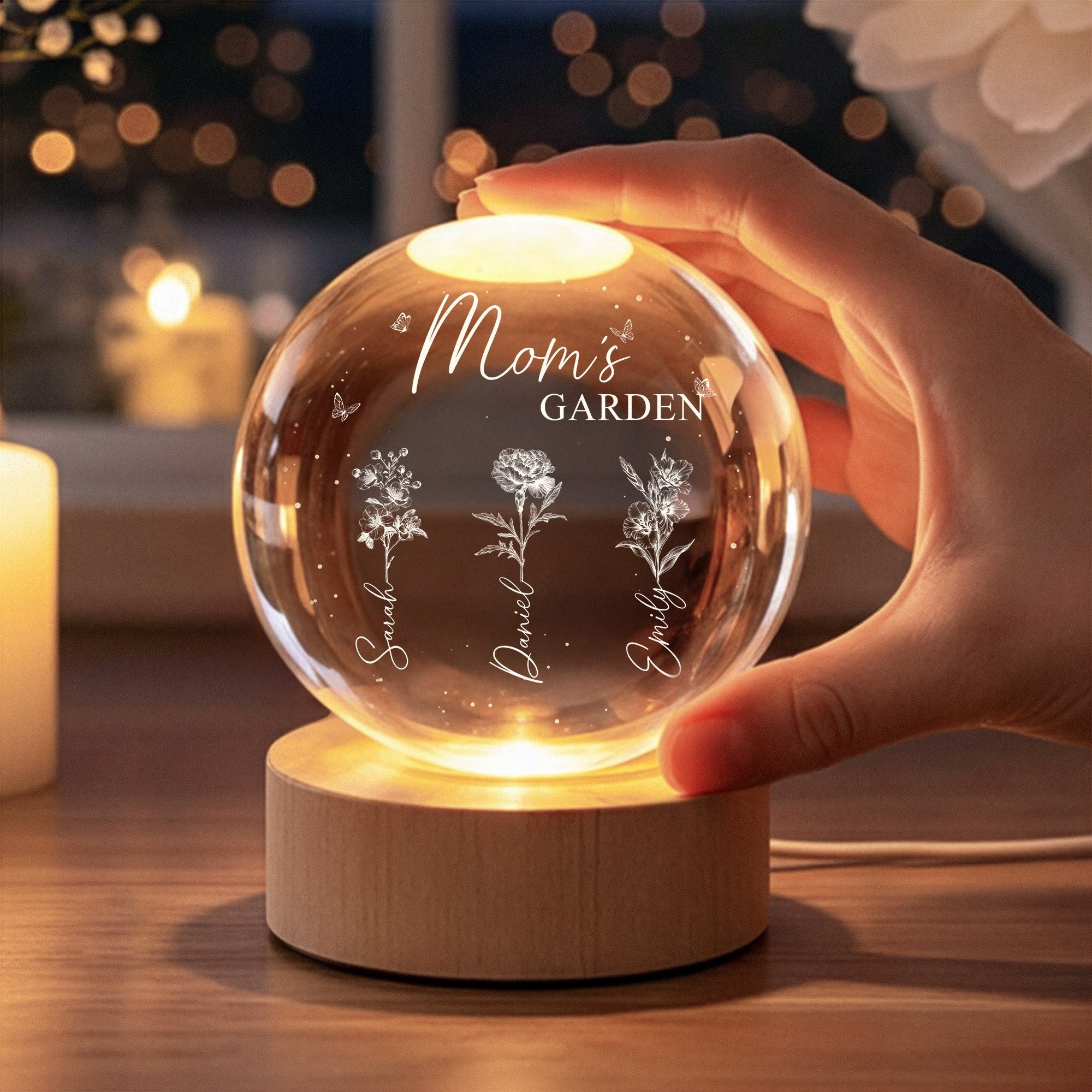 Mom's Garden, Grandma's Garden With Kids' Birth Flowers - Personalized Night Light