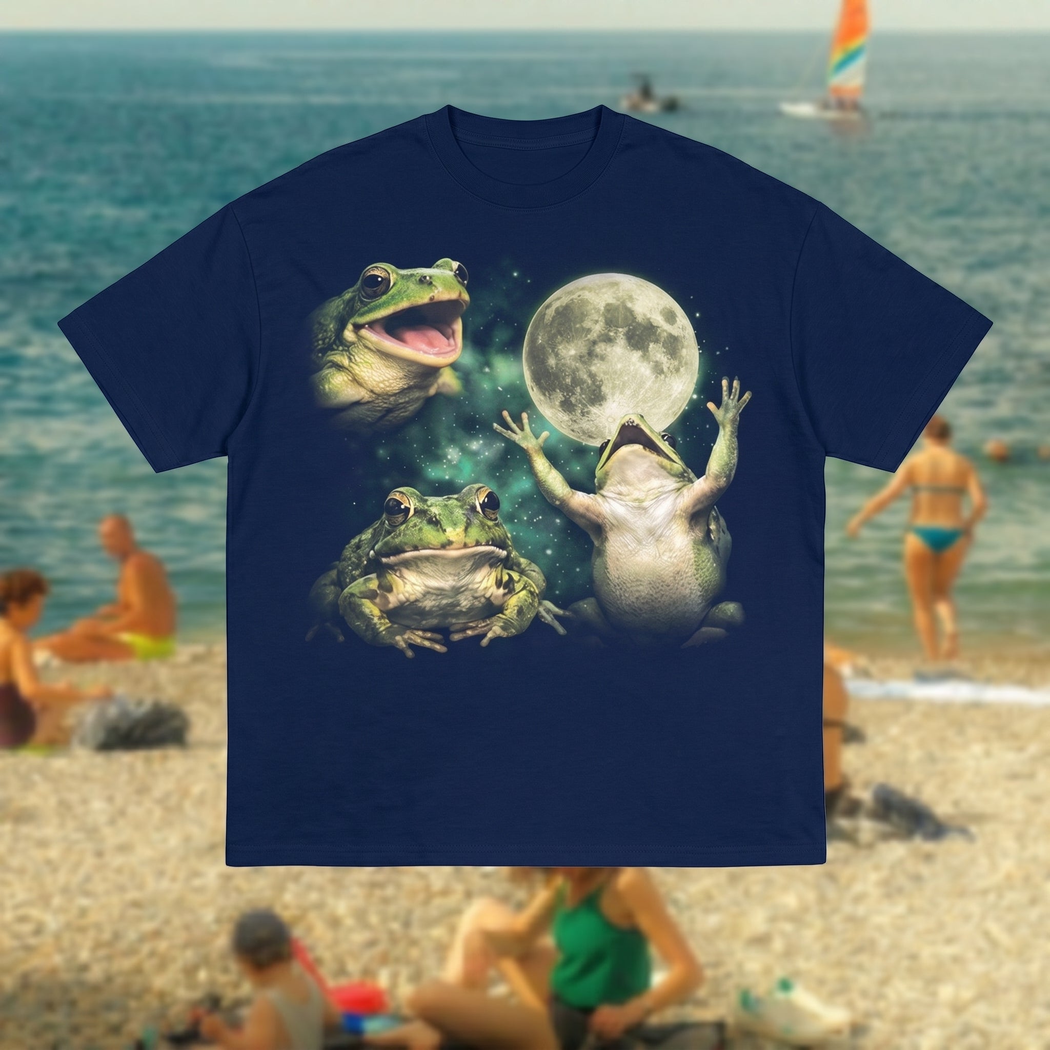 The Vintage Frogs Moon Graphic Tee – Quirky Gift for Friend