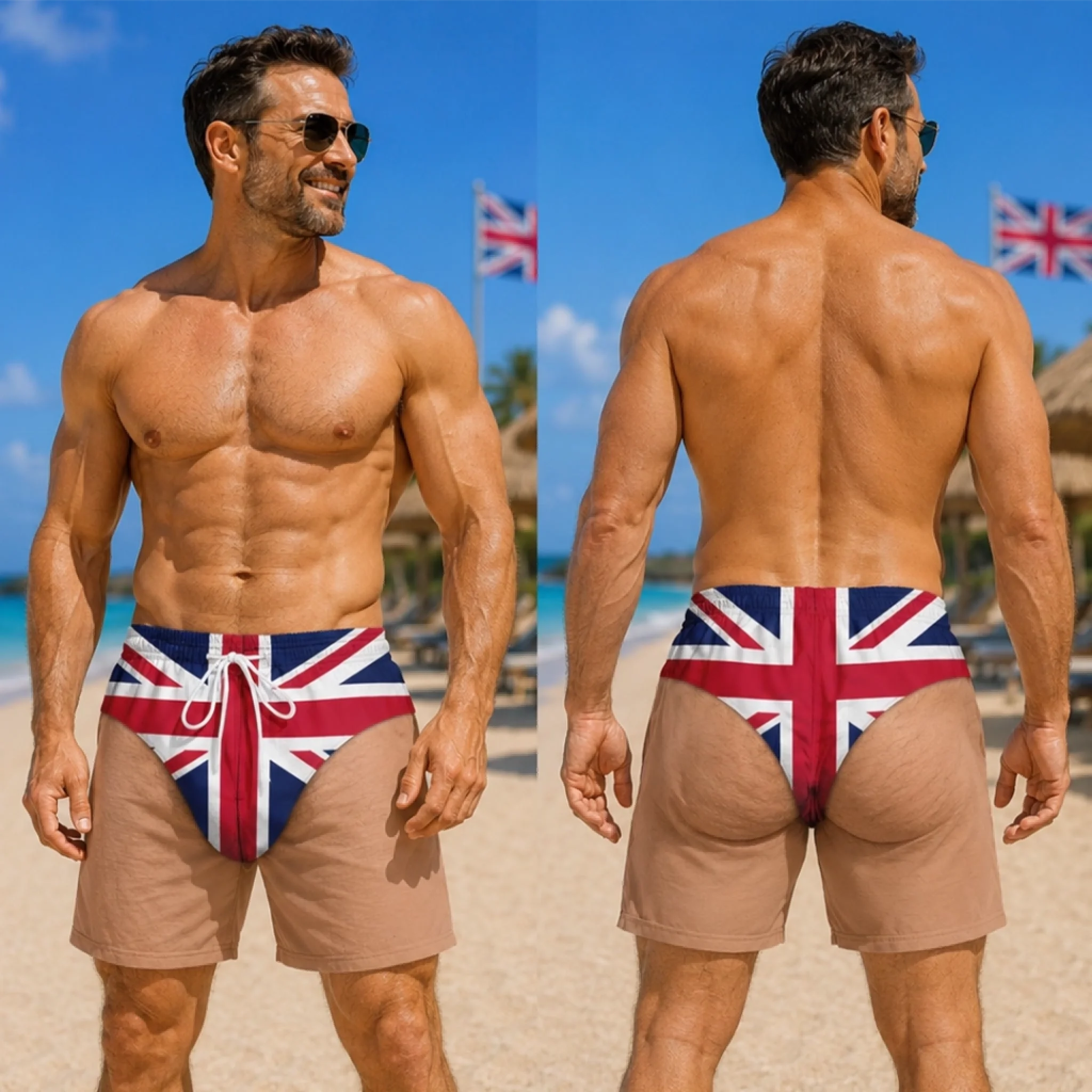 Custom Funny Men’s Swim Trunks – Personalized Summer Vacation Beach Shorts, “Beach Day Ready” Gift for Him with Skin Tone Choice