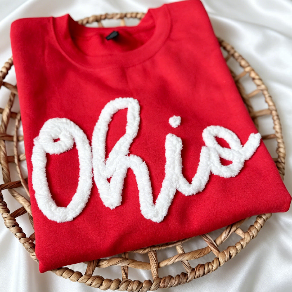 Custom Embroidered Chenille Sweatshirt – Personalized Cozy Team Crewneck – Game Day Pullover