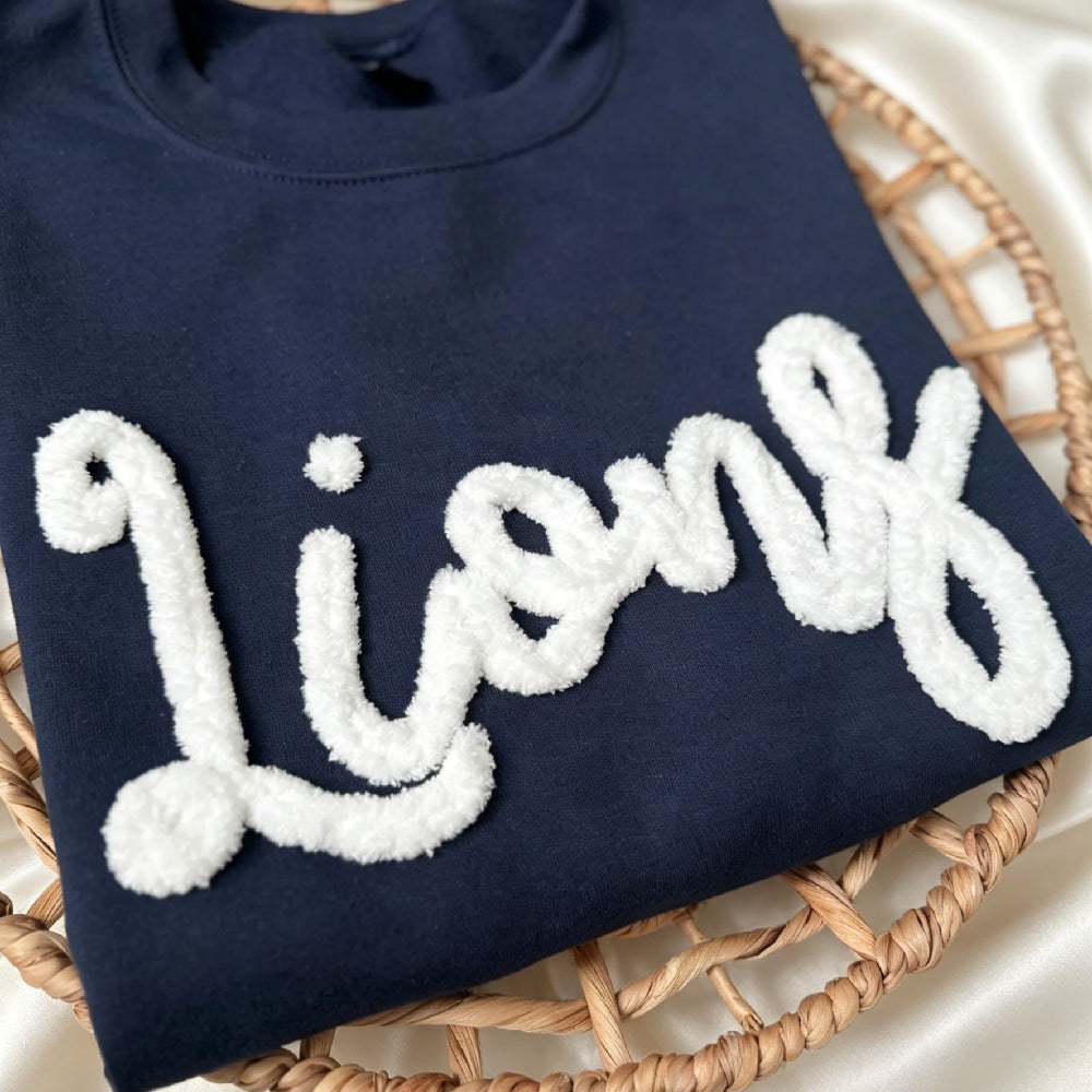 Custom Embroidered Chenille Sweatshirt – Personalized Cozy Team Crewneck – Game Day Pullover