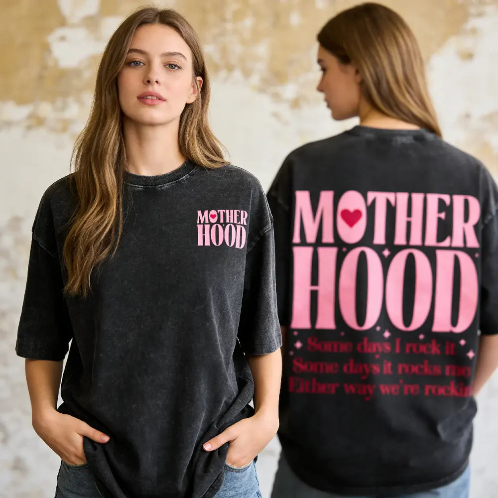 Washed Cotton Mom Life T-Shirt – Relaxed Fit, Oversized, Perfect Gift for Mother's Day