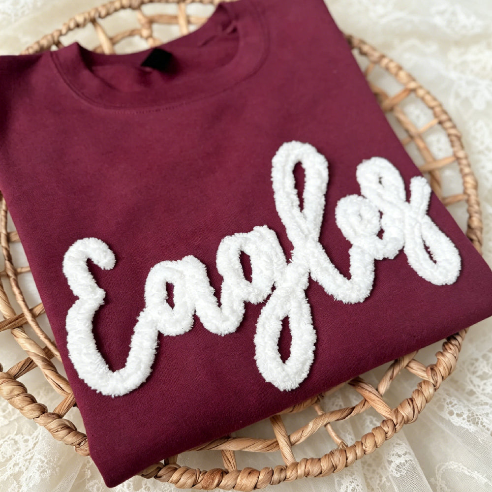 Custom Embroidered Chenille Sweatshirt – Personalized Cozy Team Crewneck – Game Day Pullover