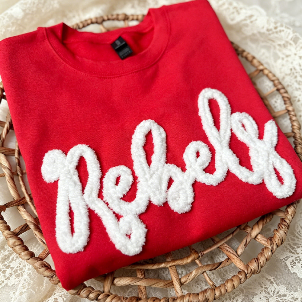 Custom Embroidered Chenille Sweatshirt – Personalized Cozy Team Crewneck – Game Day Pullover