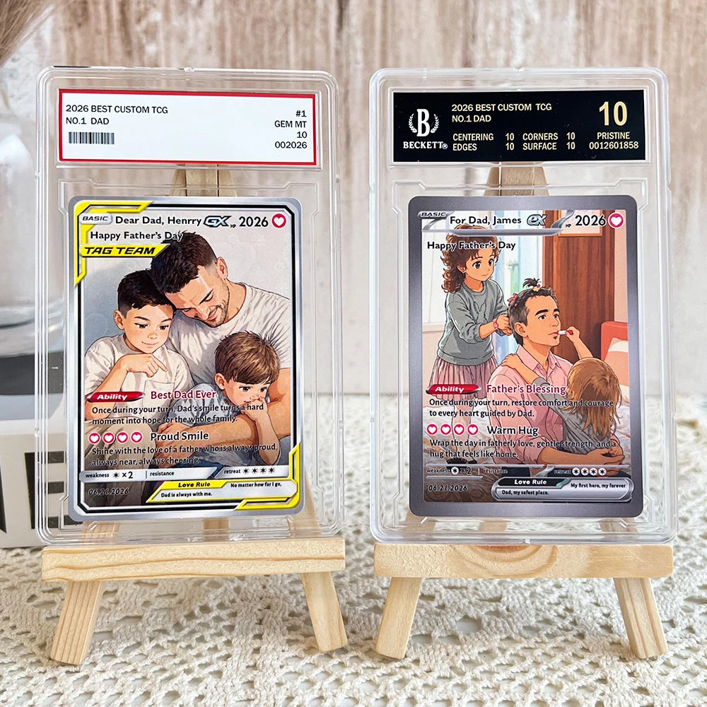 Personalized Dad Anime Pokémon Style Card – Custom Photo TCG Card V/VMAX/GX/EX, Father’s Day Gift Keepsake
