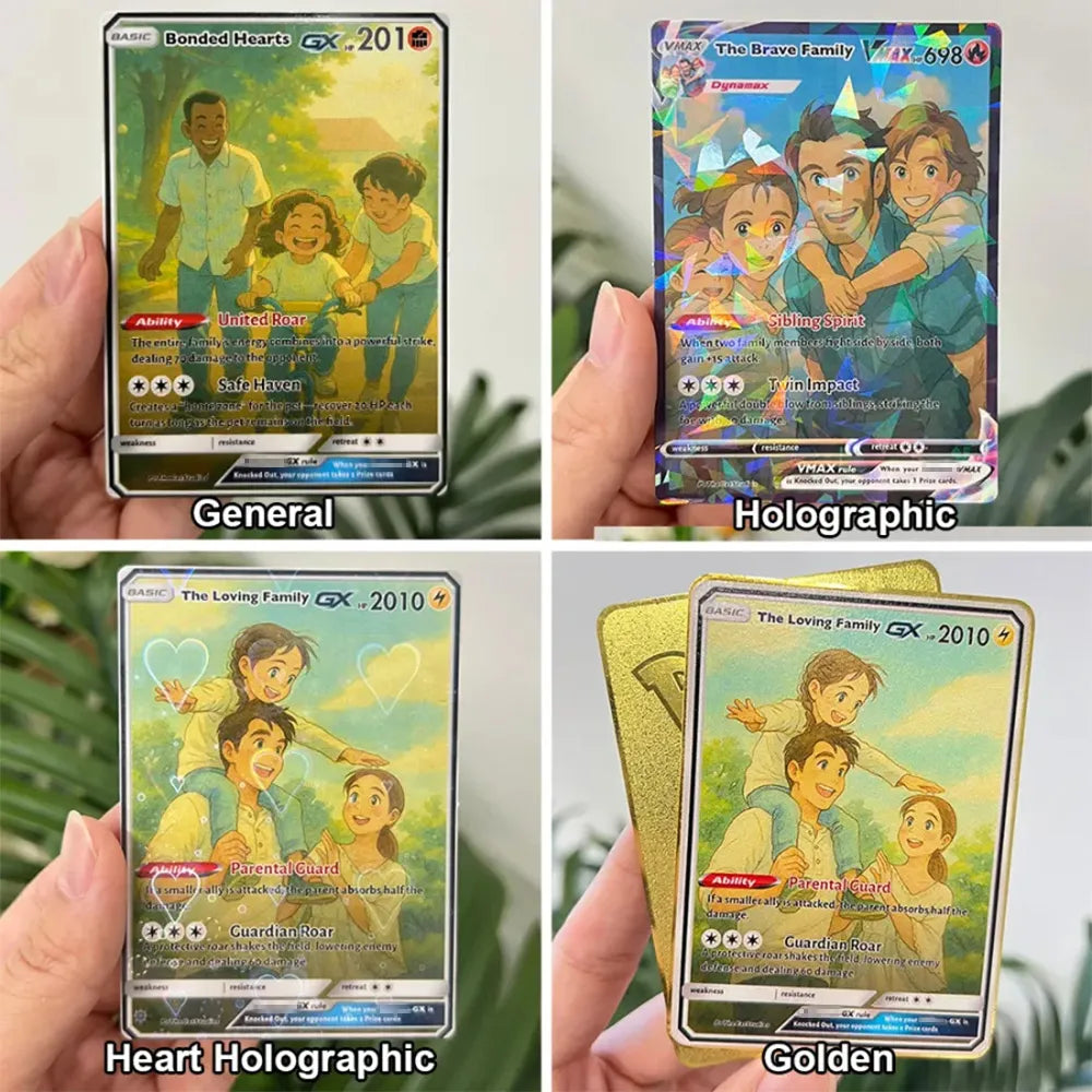Personalized Family Anime Art Trading Card – Custom Portrait from Photo, Unique Collectible Gift for Dad, Mom, Couples, Kids