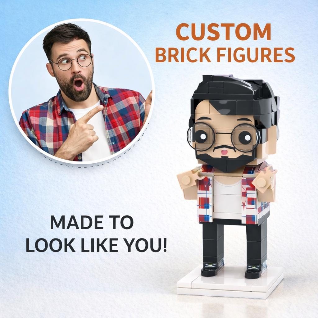 Custom Family Brick Figure Set – Personalized Photo Keepsake, Mini Figurines from Your Photos for Parents, Kids & Pets