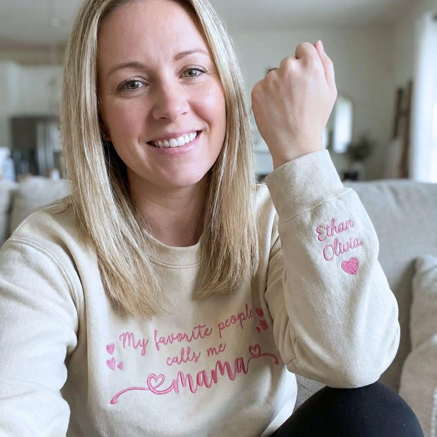 Custom Embroidered My Favorite People Call Me Mama Sweatshirt or Hoodie, Best Mothers Day Gifts