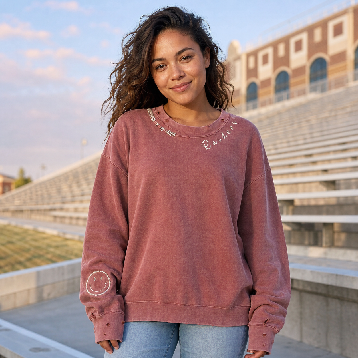 Personalized Vintage Embroidered Sweatshirt – Custom Name Crewneck with Collar Stitch Details, Cozy Gift Apparel