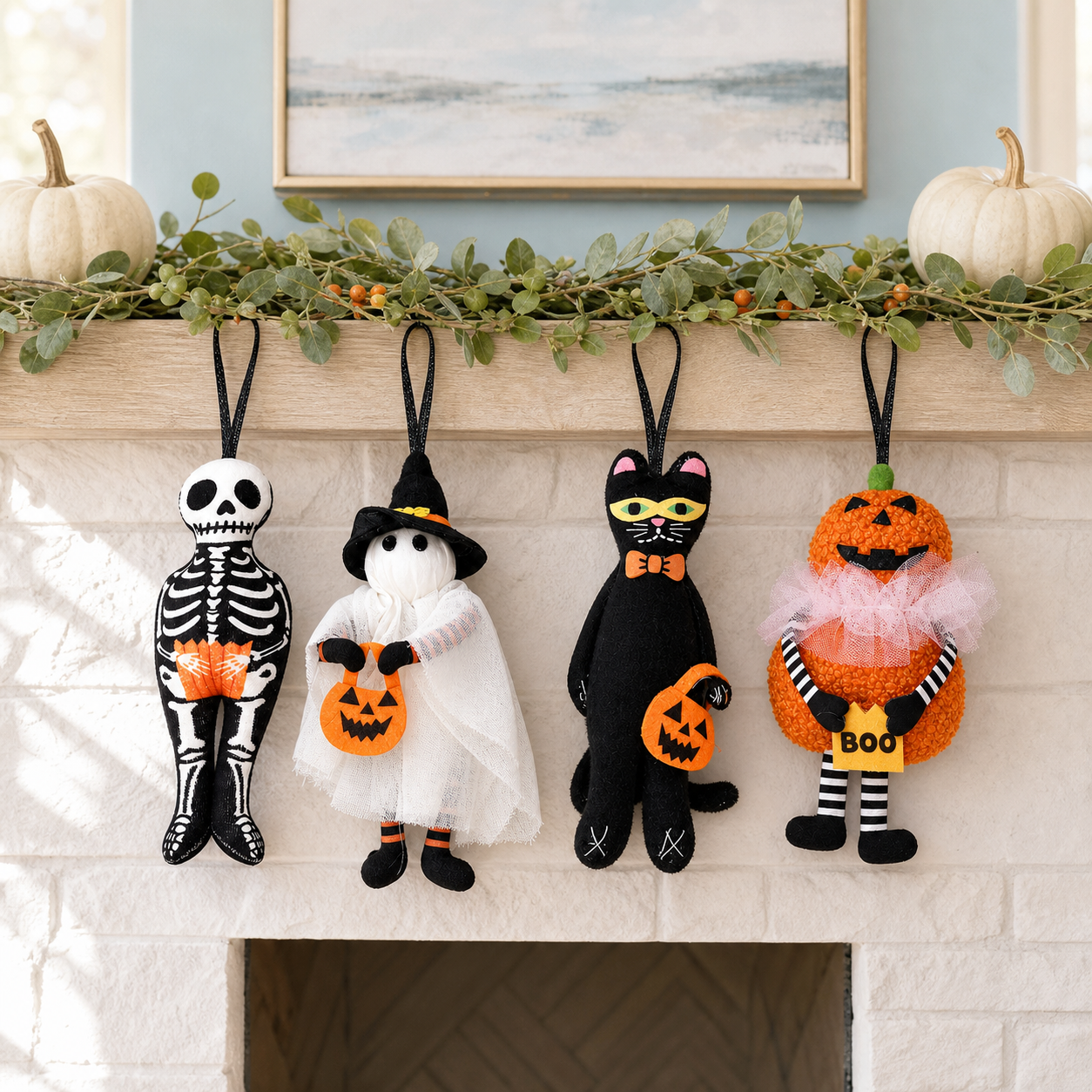 Halloween Hanging Ornaments – Cute Ghost, Skeleton, Cat & Pumpkin Decorations, Spooky Party Decor Set