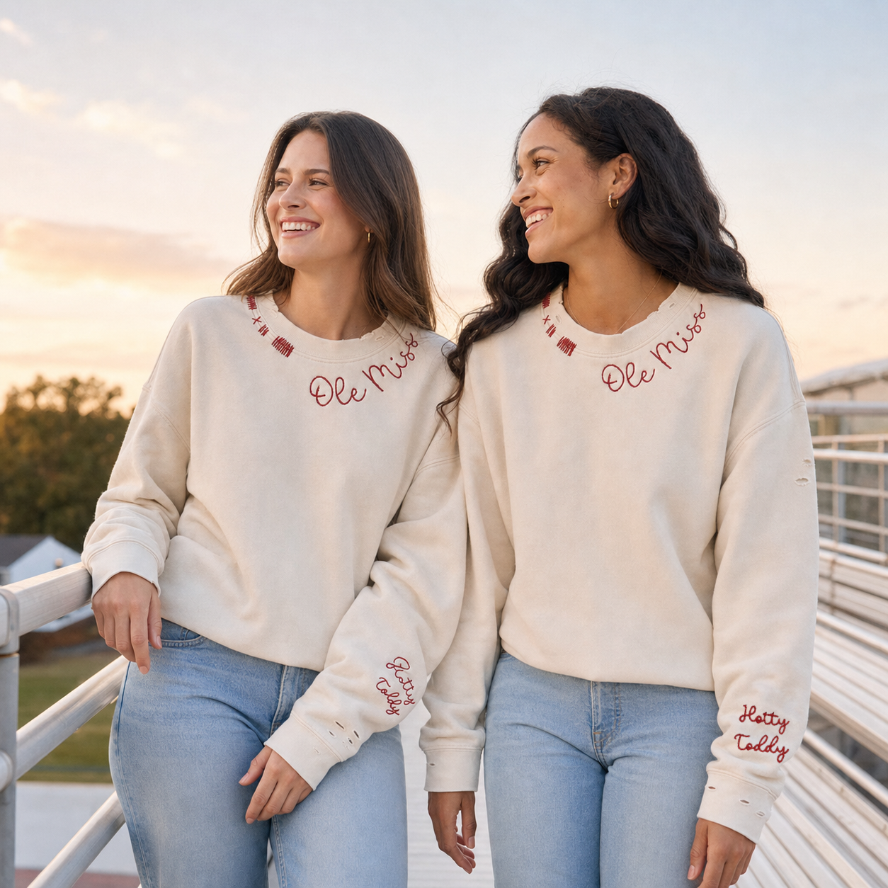 Vintage Custom Embroidered Sweatshirt – Personalized Text Distressed Crewneck or Hoodie, Hand-Loved Style Gift Apparel