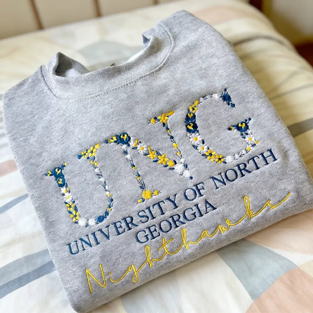 Custom College Floral Letter Embroidered Sweatshirt - Personalized University Team Spirit Apparel