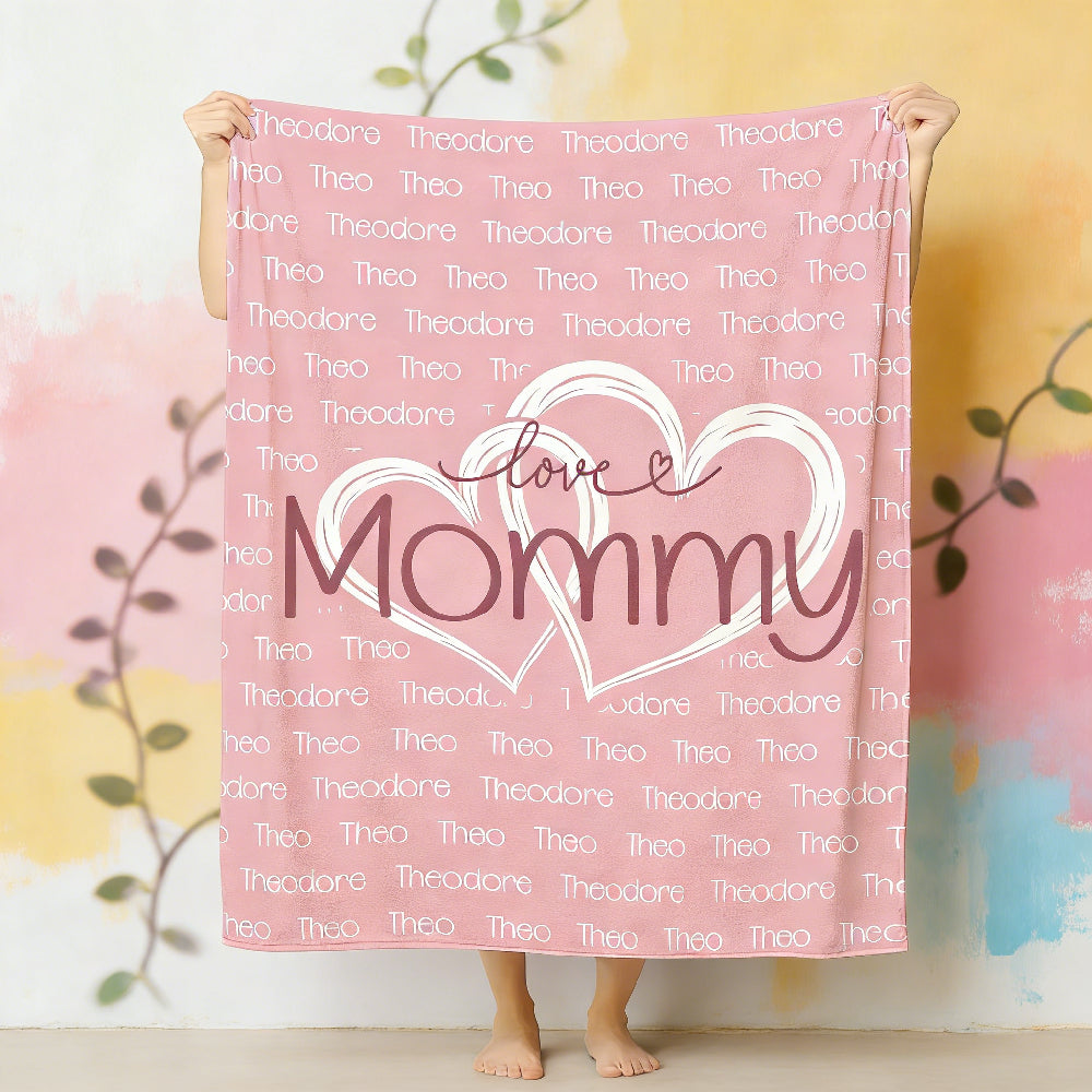 Custom Mommy Name Blanket - Personalized Gift for Mom from Kids - Mother's Day Gift
