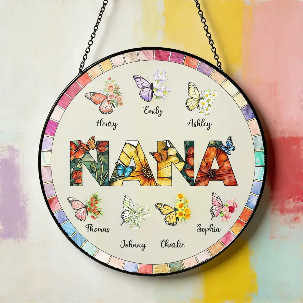 Grandma Butterfly with Grandkids' Names - Personalized Suncatcher - Mother's Day Gift for Mom, Grandma, Wife