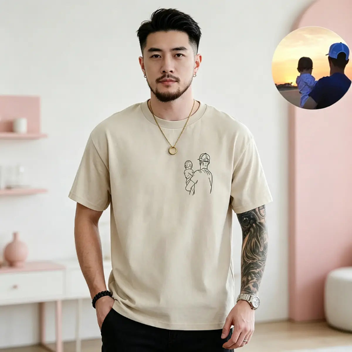 Custom Photo T-Shirt for Dad – Personalized Father’s Day Gift, Upload Your Photo for Printing or Embroidery