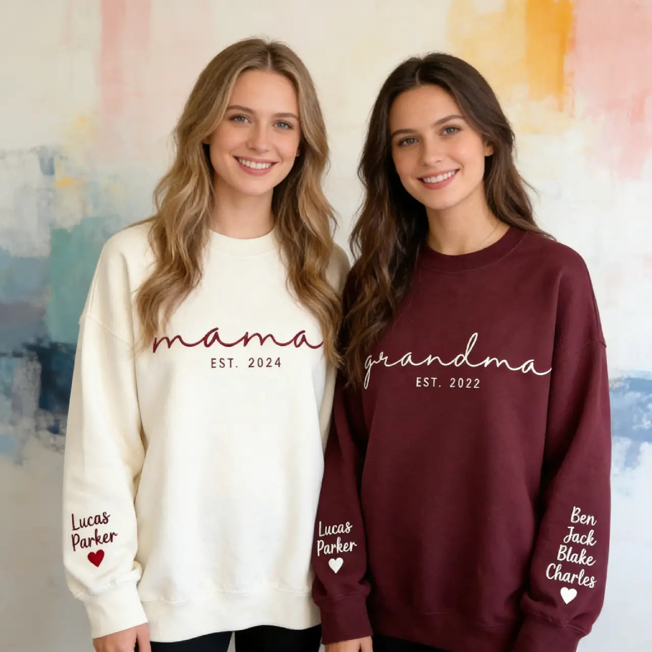 Custom Mama/Grandma Embroidered Sweatshirt - Personalized with Kids Names & Est Year