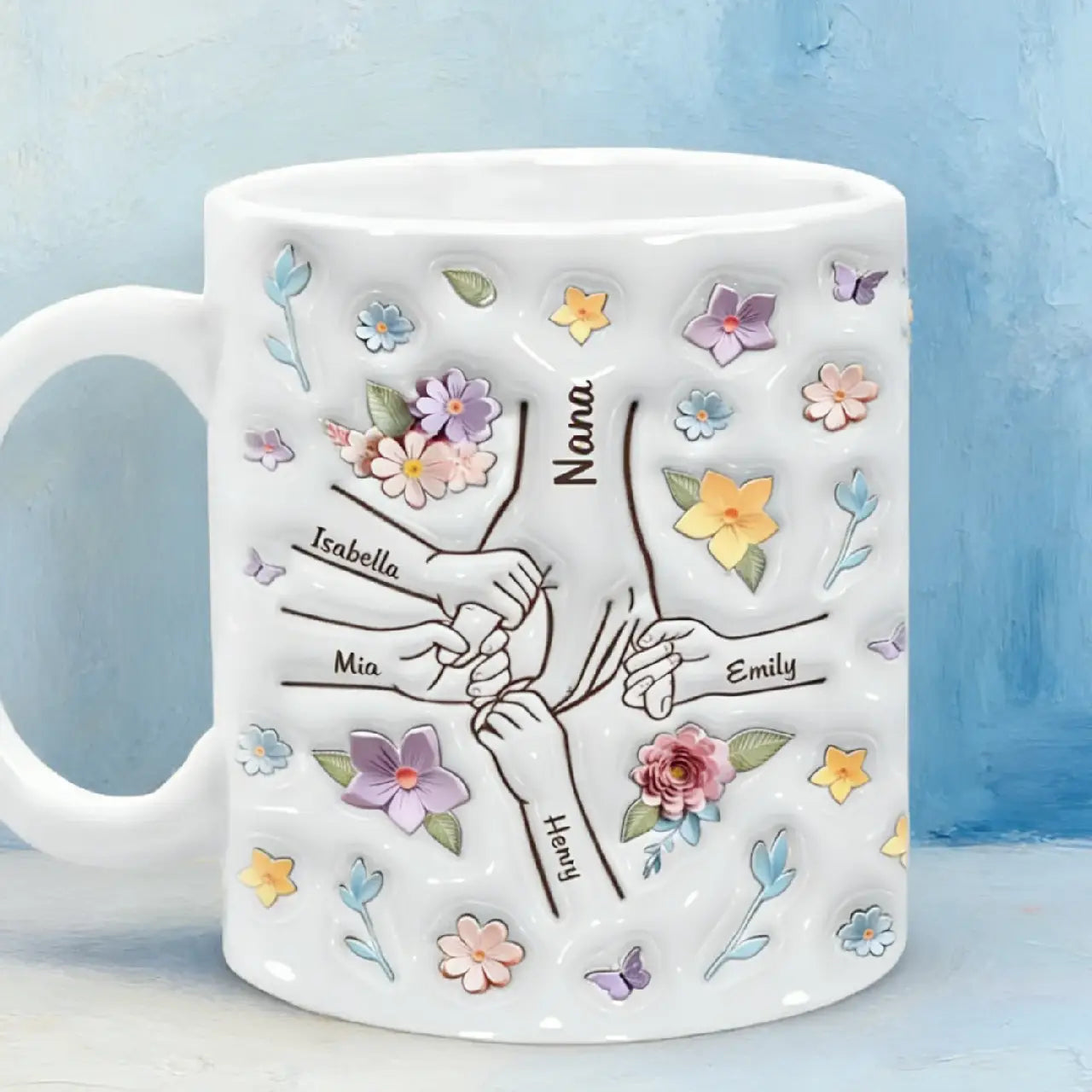 Mom, You Hold My Hand, Also My Heart - Family Personalized Custom 3D Inflated Effect Printed Mug - Mother's Day, Gift For Mom, Grandma