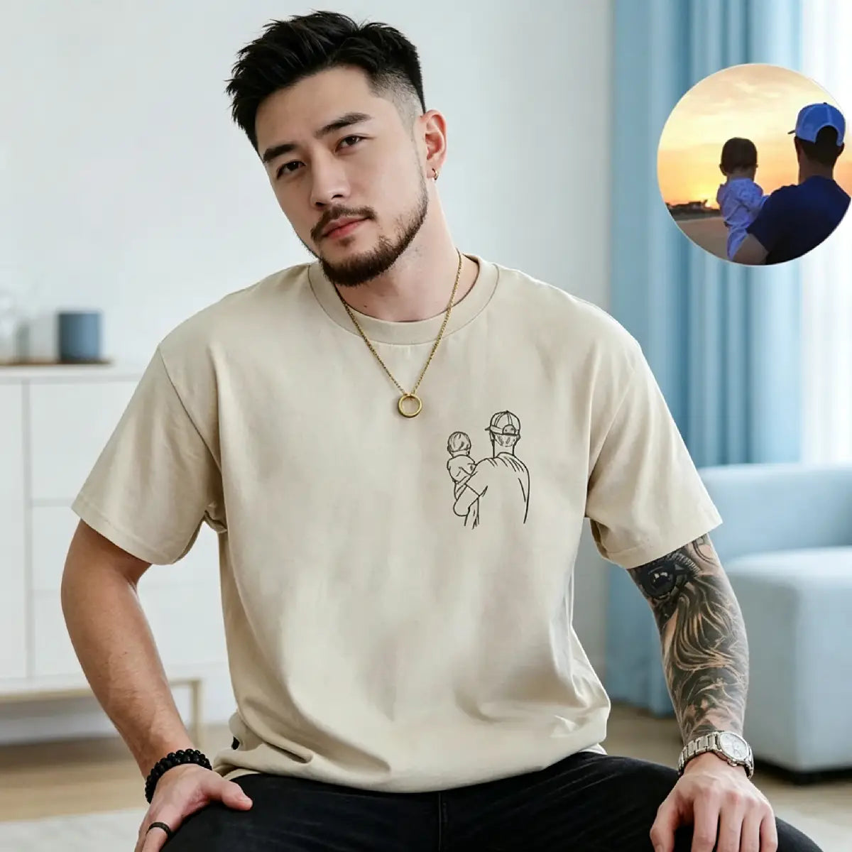 Custom Photo T-Shirt for Dad – Personalized Father’s Day Gift, Upload Your Photo for Printing or Embroidery