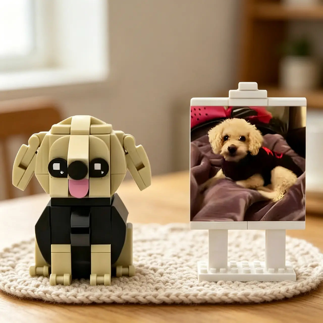 Custom Pet Brick Figure Set - Personalized Dog Minifigure with Photo Brick Portrait, Unique Pet Lover Gift