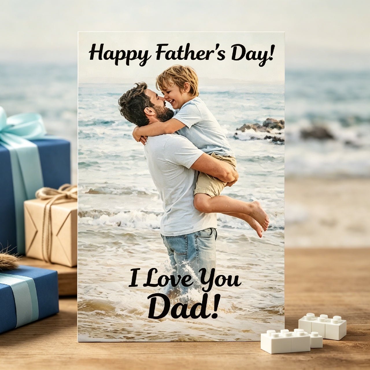 Custom Father’s Day Photo Brick Puzzle Frame – Personalized Message Building Block Keepsake, Sentimental Gift for Dad