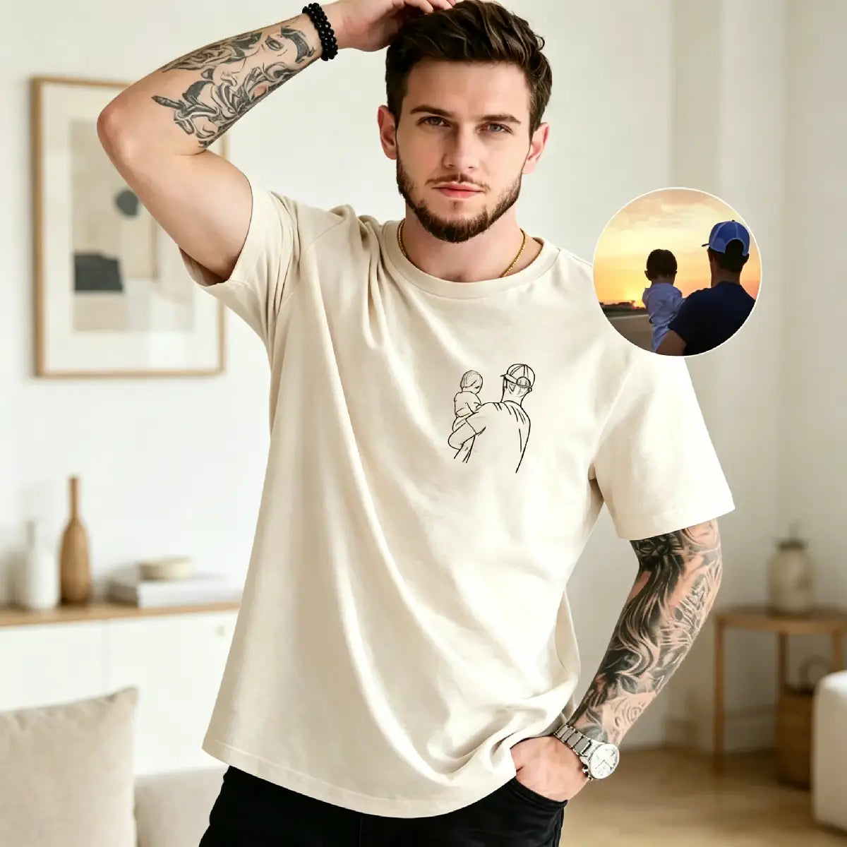 Custom Photo T-Shirt for Dad – Personalized Father’s Day Gift, Upload Your Photo for Printing or Embroidery