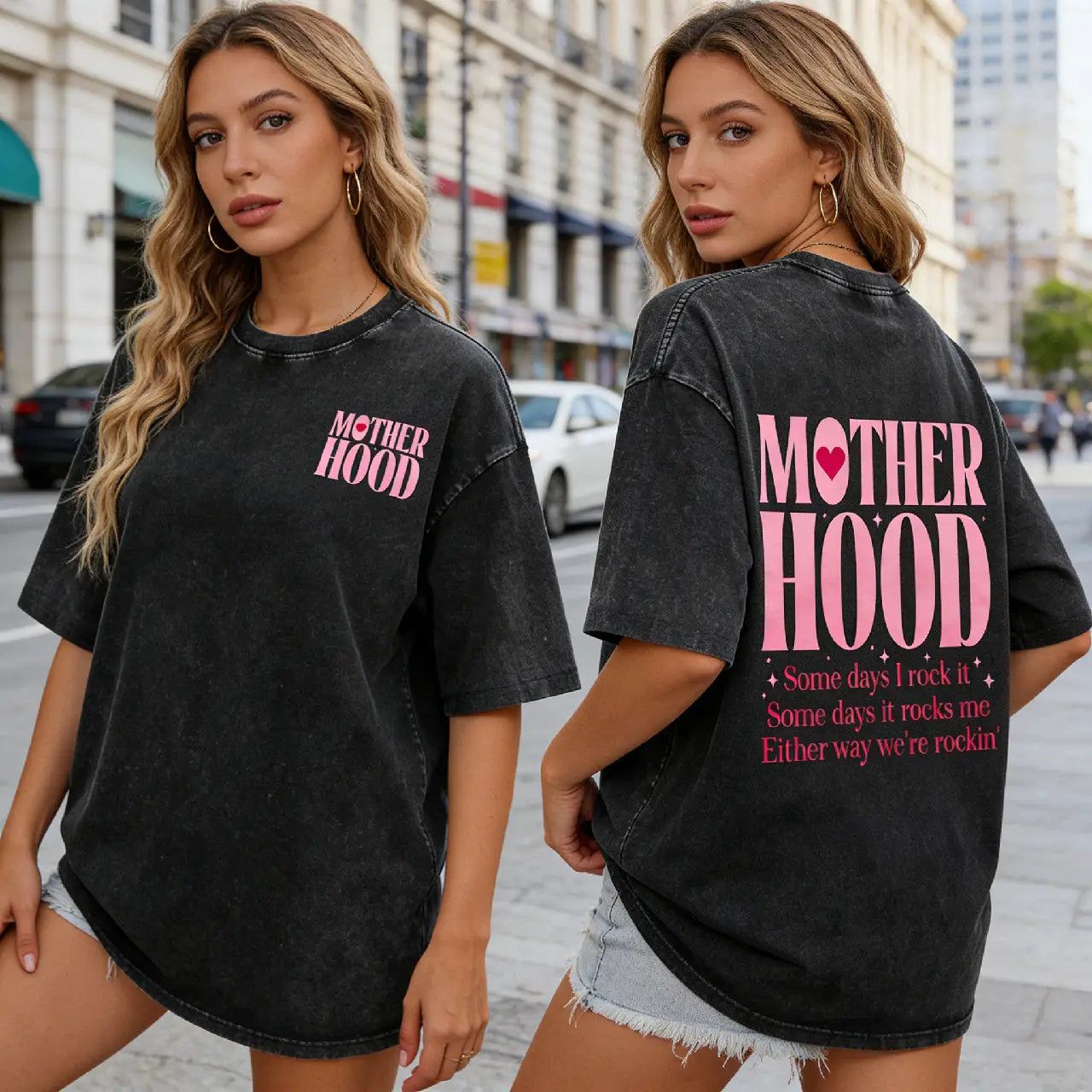 Washed Cotton Mom Life T-Shirt – Relaxed Fit, Oversized, Perfect Gift for Mother's Day