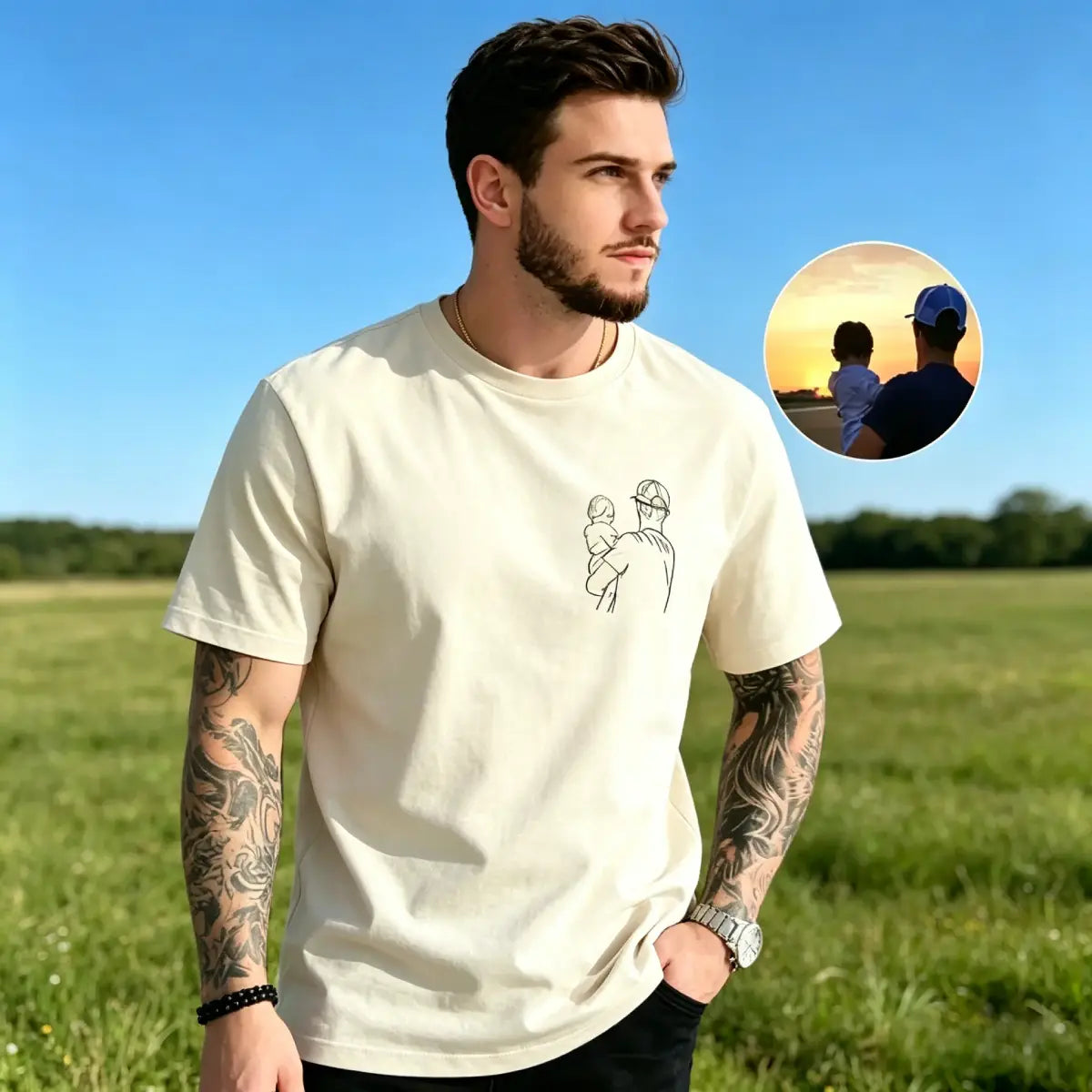 Custom Photo T-Shirt for Dad – Personalized Father’s Day Gift, Upload Your Photo for Printing or Embroidery