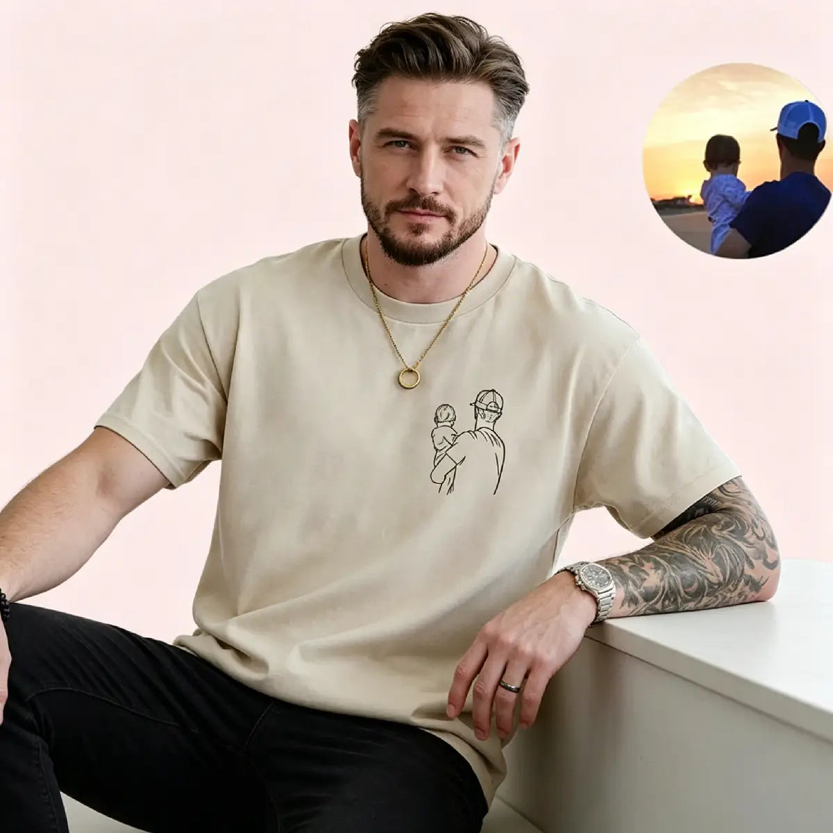 Custom Photo T-Shirt for Dad – Personalized Father’s Day Gift, Upload Your Photo for Printing or Embroidery