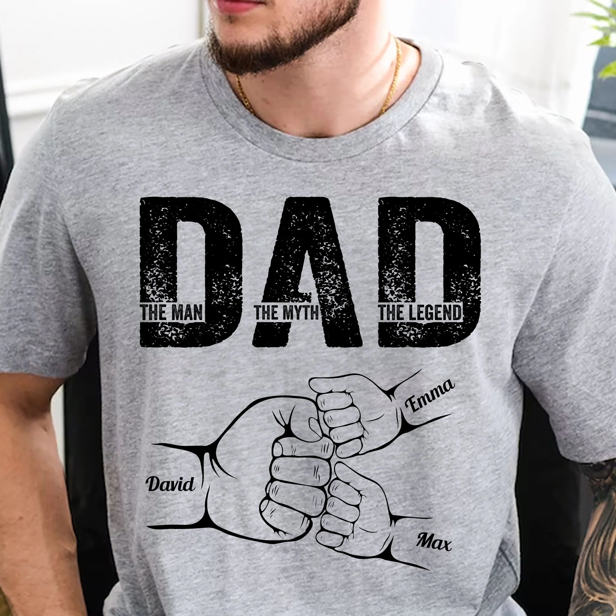 Dad The Man The Myth The Legend Personalized T-Shirt – Custom Name Father’s Day Gift for Dad, Grandpa, Papa