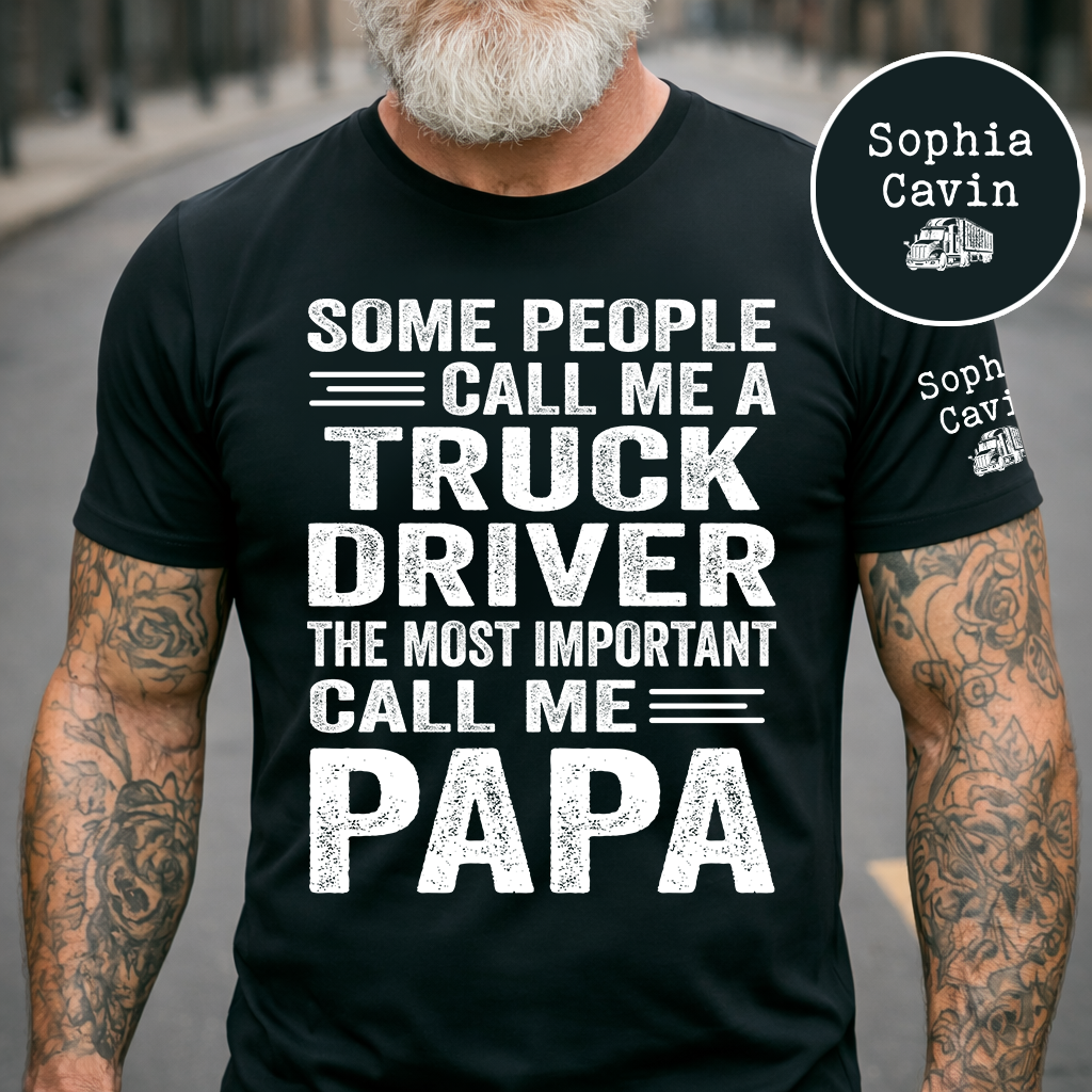 Personalized Truck Driver Papa T-Shirt – Custom Kids Names Tee, Unique Father’s Day Gift for Truck Driver Dad/Papa