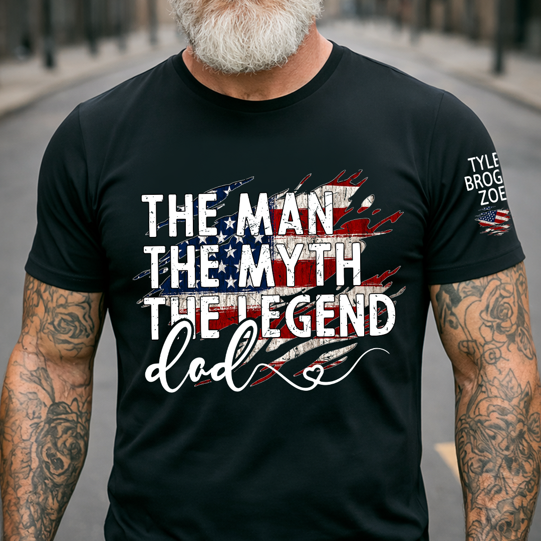Legend Husband Dad Grandpa Custom T-Shirt – Personalized American Flag Tee with Name, Gift for Dad
