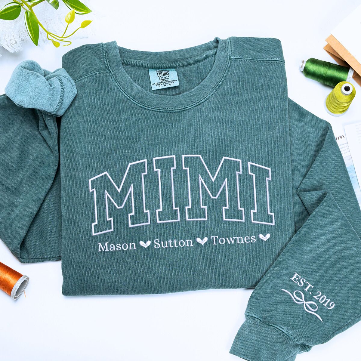 Custom Mimi T-shirt / Sweatshirt - Embroidered Unique Gift for Mimi with Kids Names on Chest