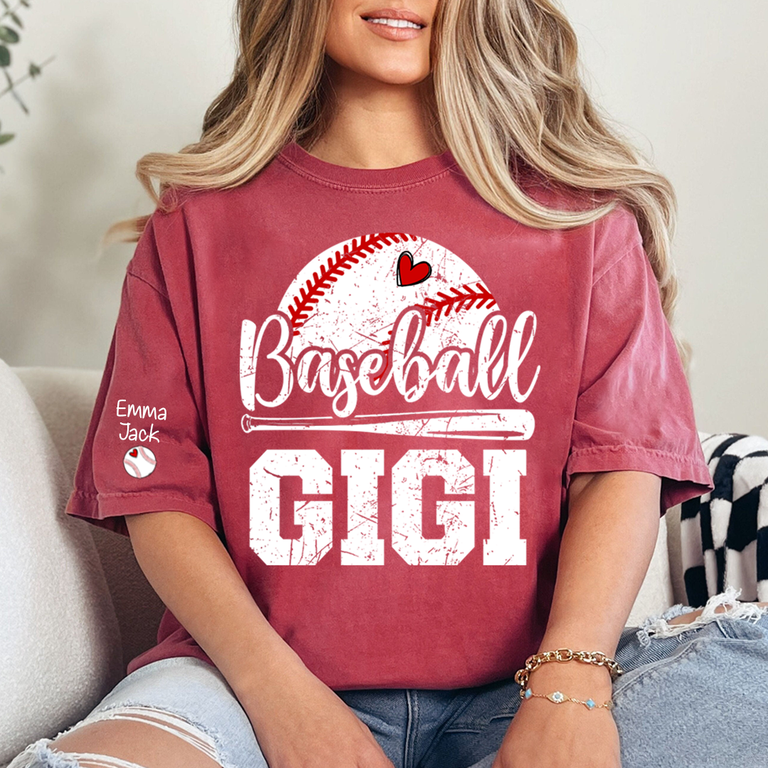 Personalized Baseball GIGI T-Shirt - Custom Grandkids Names Sleeve, Gift for GIGI