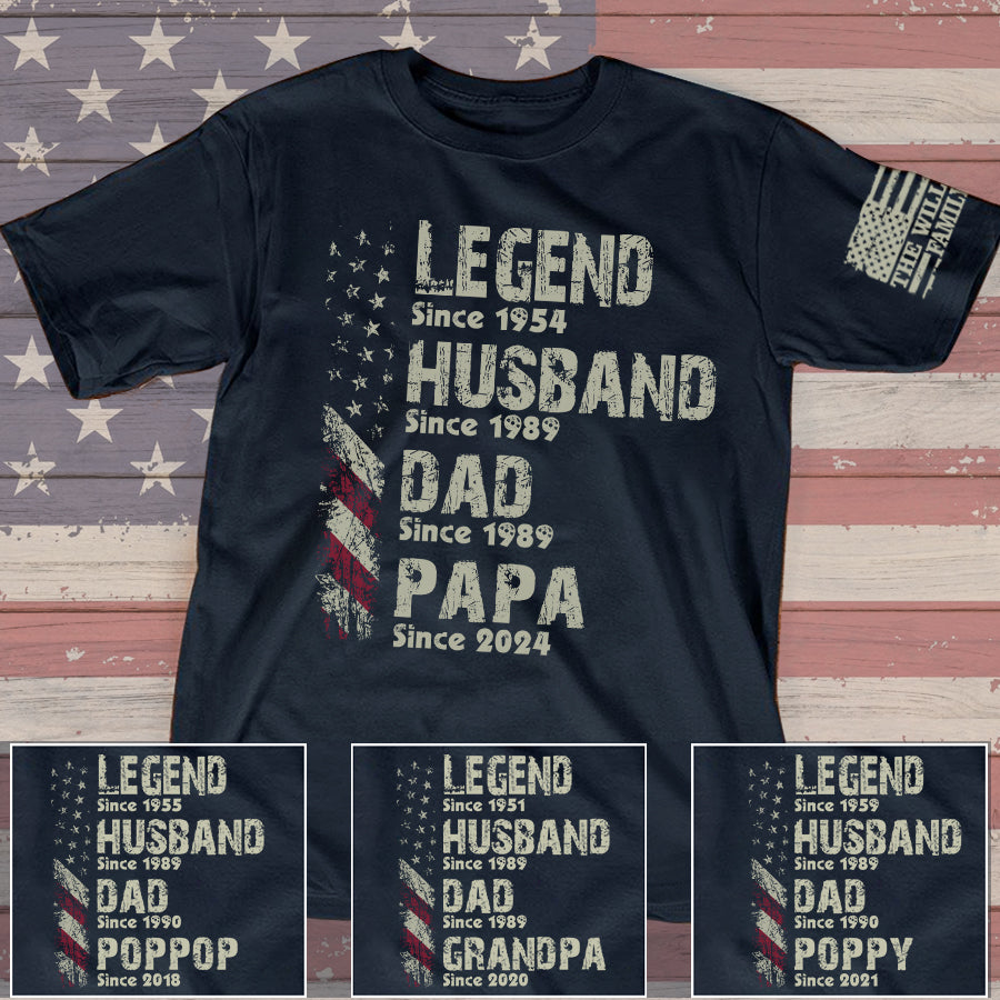 Personalized Legend Husband Dad Papa Shirt – Custom Years Gift for Dad & Grandpa – Unique Father's Day Gift for Him